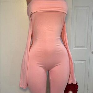 Pink Off-Shoulder Jumpsuit